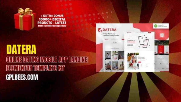 Datera – Online Dating Mobile App Landing Elementor Template Kit At Best Price - Gpl Bees