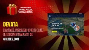 Devata – Baseball Team and Sports Club Elementor Template Kit - Buy GPL 52 at Best Price