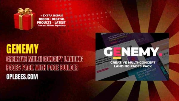 Genemy – Creative Multi Concept Landing Pages Pack With Page Builder At Best Price - Gpl Bees