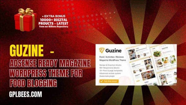 Guzine  - Adsense Ready Magazine Wordpress Theme For Food Blogging At Best Price - Gpl Bees