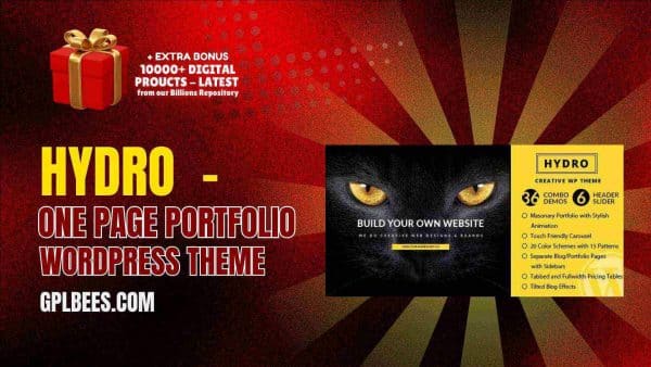 Hydro - One Page Portfolio Wordpress Theme At Best Price - Gpl Bees
