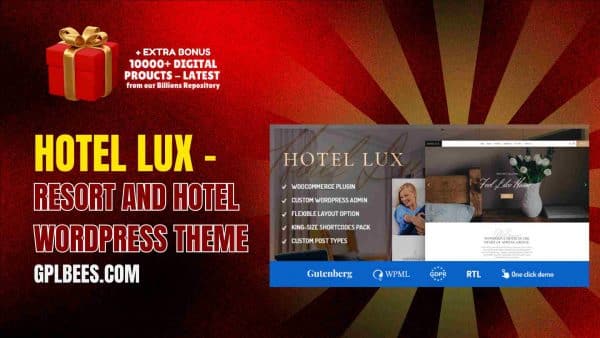 Hotel Lux – Resort And Hotel Wordpress Theme At Best Price - Gpl Bees