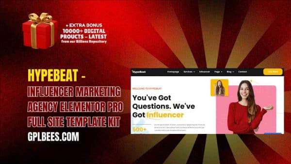 Hypebeat – Influencer Marketing Agency Elementor Pro Full Site Template Kit At Best Price - Gpl Bees
