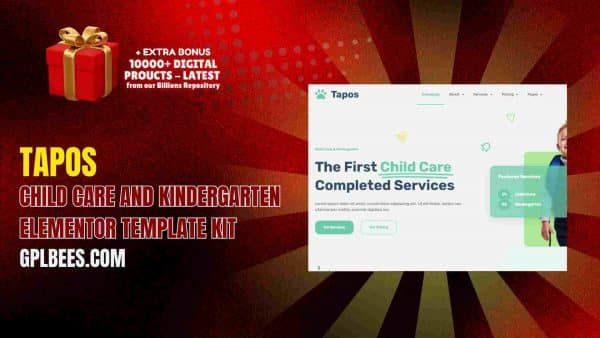 Tapos – Child Care And Kindergarten Elementor Template Kit At Best Price - Gpl Bees