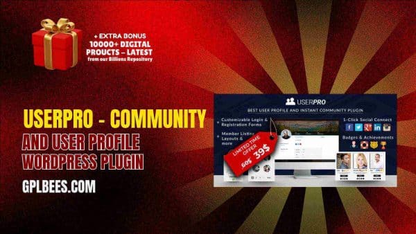 Userpro – Community And User Profile Wordpress Plugin At Best Price - Gpl Bees