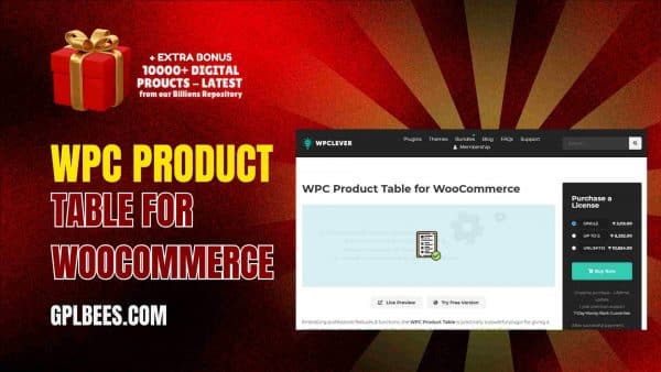 Wpc Product Table For Woocommerce At Best Price - Gpl Bees