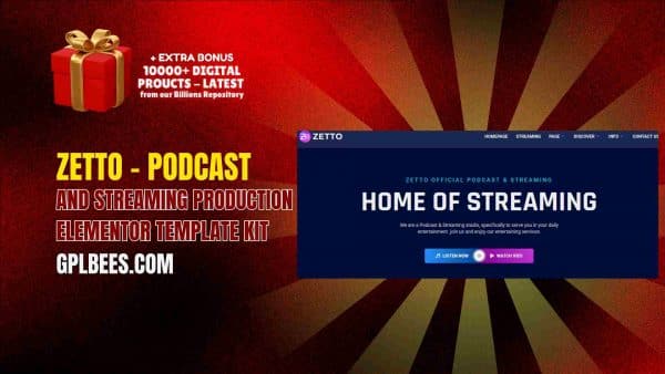 Zetto – Podcast And Streaming Production Elementor Template Kit At Best Price - Gpl Bees