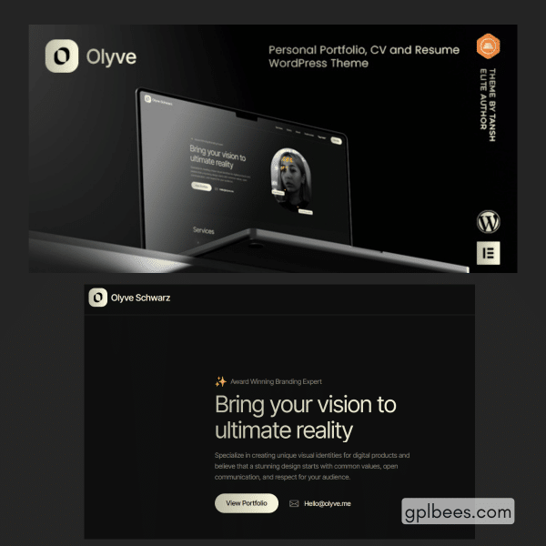 Olyve - Personal Portfolio Wordpress Theme At Best Price - Gpl Bees