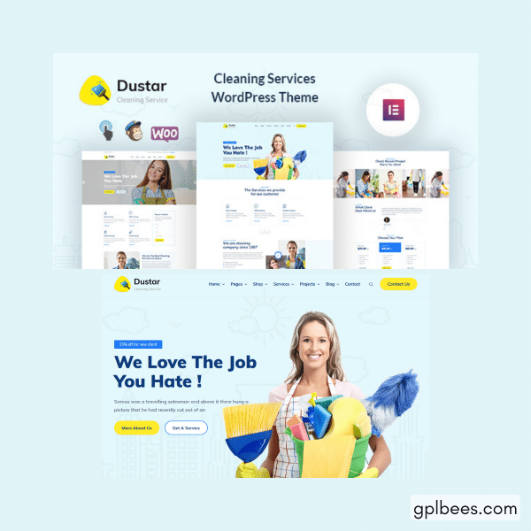 Dustar - Cleaning Services Wordpress Theme At Best Price - Gpl Bees