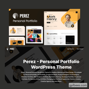 Perez - Personal Portfolio WordPress Theme - Buy GPL 51 at Best Price