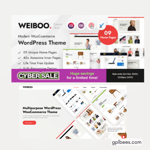 Weiboo - Woocommerce Wordpress Theme At Best Price - Gpl Bees