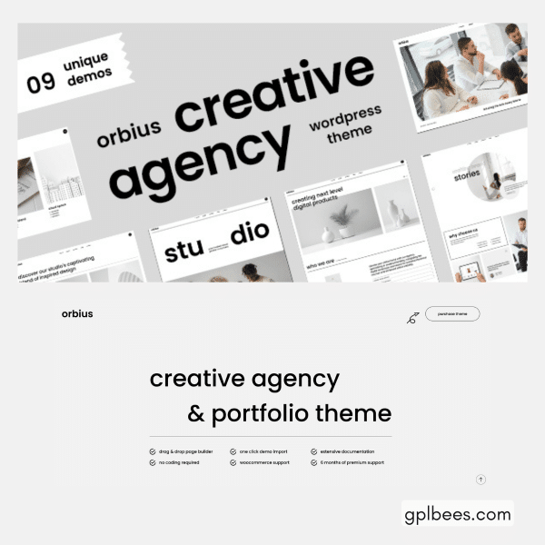 Orbius - Creative Agency And Portfolio Theme At Best Price - Gpl Bees
