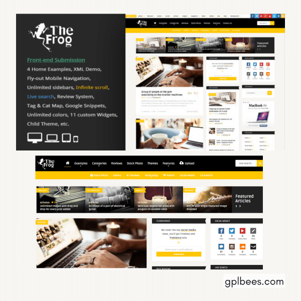 The Frog - Creative News / Blog Magazine And Front-End Submission Wp Theme At Best Price - Gpl Bees