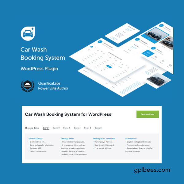 Car Wash Booking System For Wordpress At Best Price - Gpl Bees
