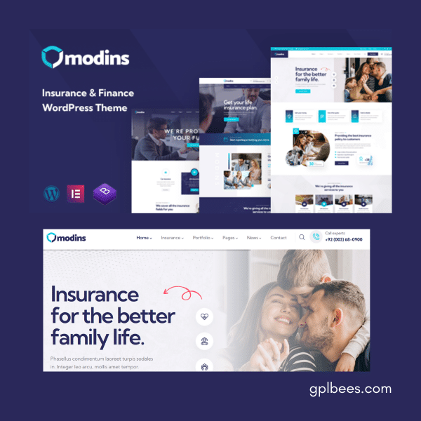 Modins - Insurance And Finance Wordpress Theme At Best Price - Gpl Bees