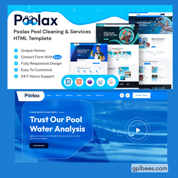 Poolax - Pool Cleaning And Services Wordpress Theme At Best Price - Gpl Bees