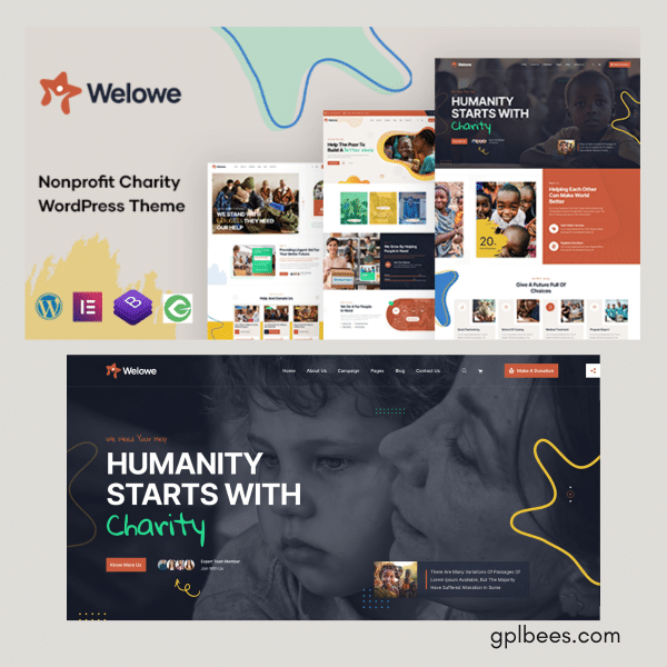 Welowe - Nonprofit Charity Wordpress Theme At Best Price - Gpl Bees