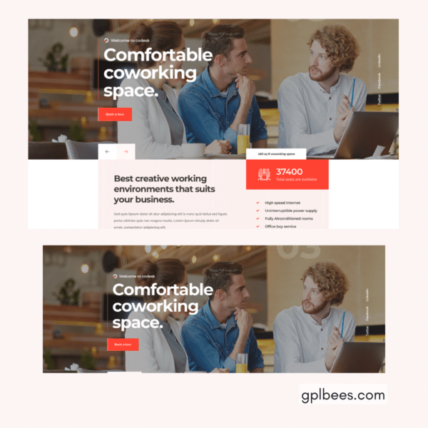 Codesk - Creative Office Space Wordpress Theme At Best Price - Gpl Bees