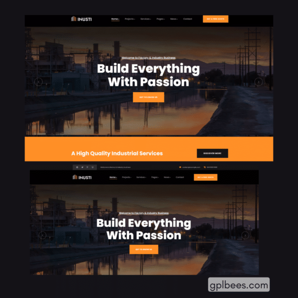 Inusti - Factory And Industrial Wordpress Theme At Best Price - Gpl Bees